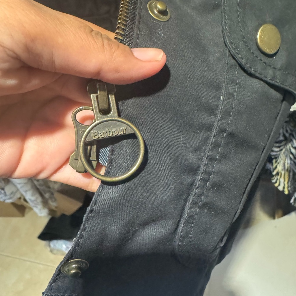 Barbour Black Utility Jacket with Patterned Lining - image 3